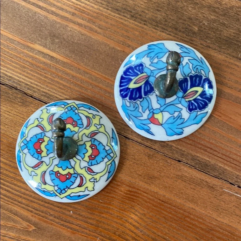 Happy Ceramic Wall 3” Hooks (set of 2)